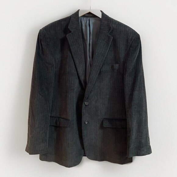 Chaps Corduroy Sport Coat Blazer Mens Size 42R Gray Single Breasted Preppy - Picture 1 of 14